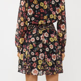 Dusk Garden Mini Dress in Black/Rust - MTT Collective