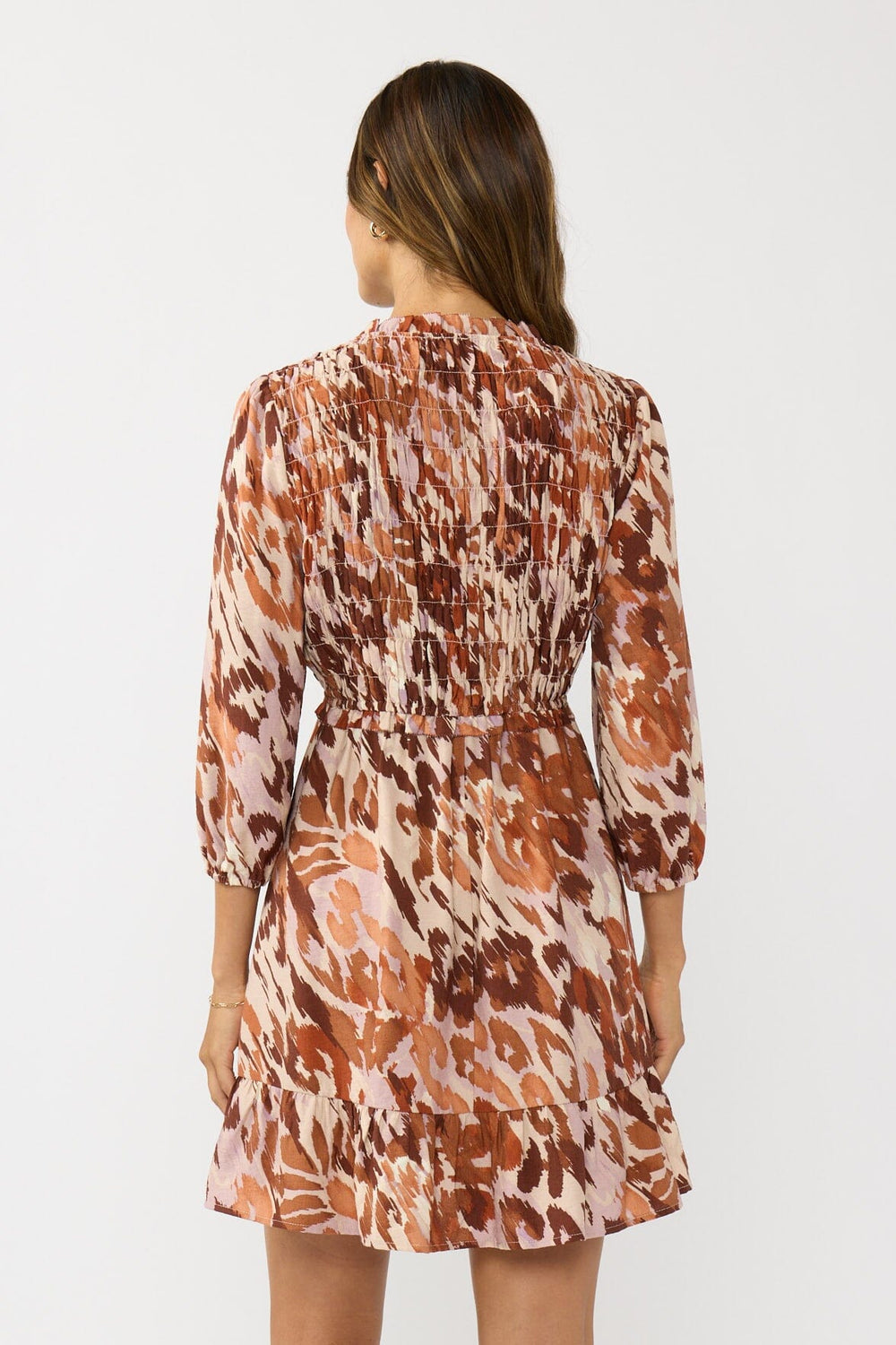 Amber Stroke Mini Dress in Nude/Brown - MTT Collective