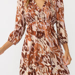 Amber Stroke Mini Dress in Nude/Brown - MTT Collective