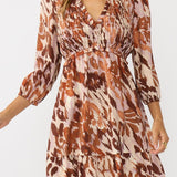 Amber Stroke Mini Dress in Nude/Brown - MTT Collective