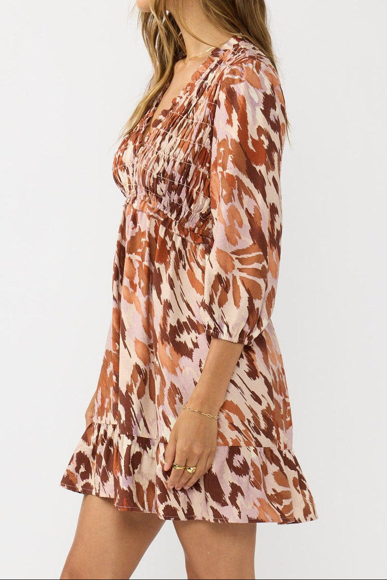 Amber Stroke Mini Dress in Nude/Brown - MTT Collective