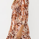 Amber Stroke Mini Dress in Nude/Brown - MTT Collective