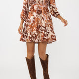 Amber Stroke Mini Dress in Nude/Brown - MTT Collective