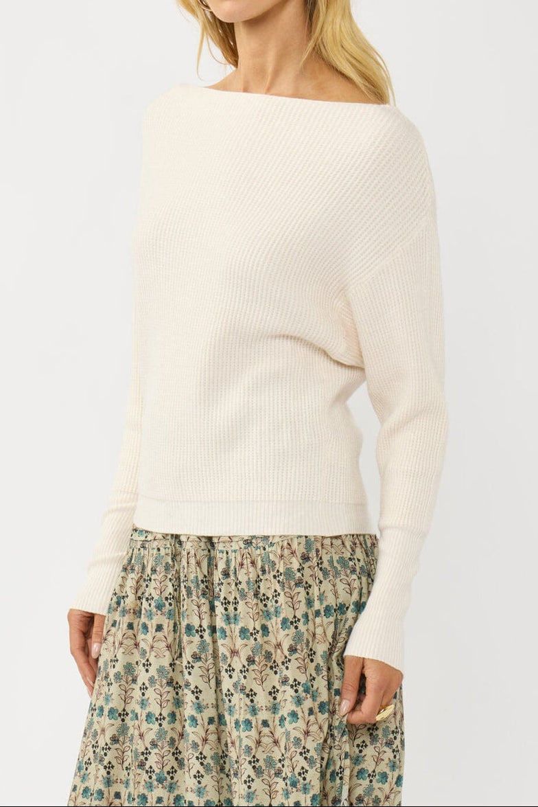 Snuggle Up Off Shoulder Sweater in Natural - side - MTT Collective