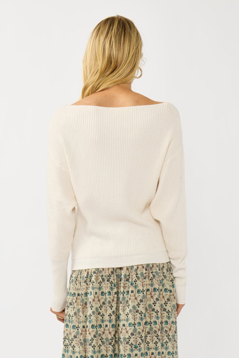 Snuggle Up Off Shoulder Sweater in Natural - back - MTT Collective