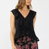 Ally Lace Top in Black, front view