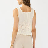 Amelia Eyelet Tank Top in Cream/Natural, side view