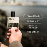 Guy Fox Marra scent notes: citrus and fresh, bergamot, black pepper, rosemary