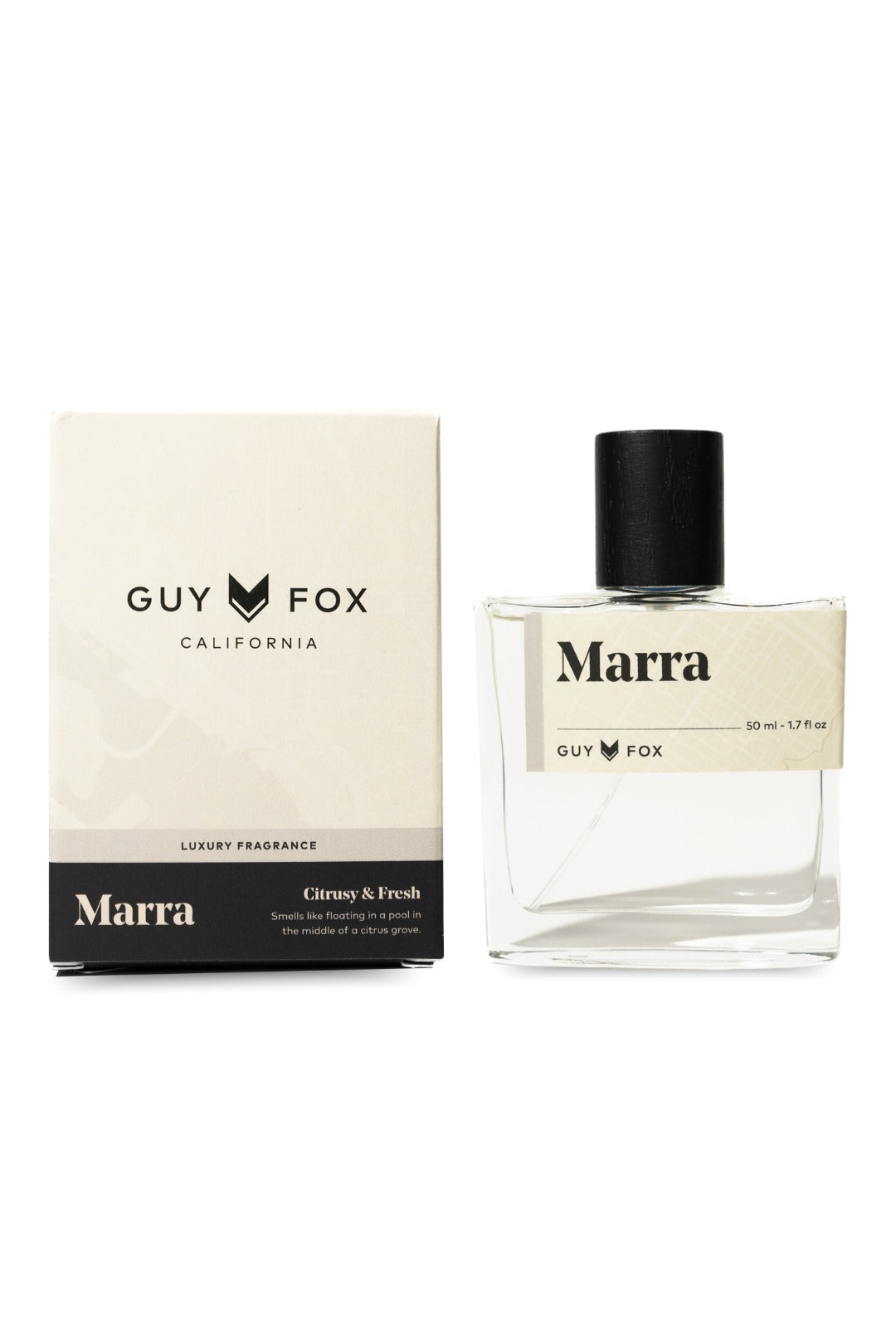 Guy Fox Marra cologne bottle and gift box