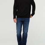 DUER Performance Denim+ Straight in Heritage Indigo, front view on model