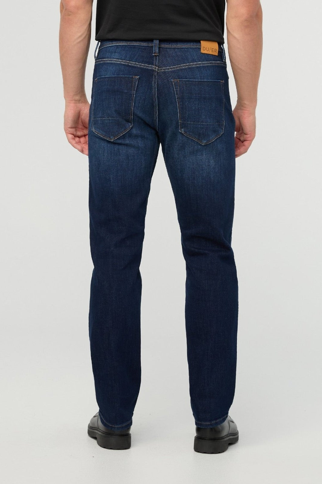 DUER Performance Denim+ Straight in Heritage Indigo, back view