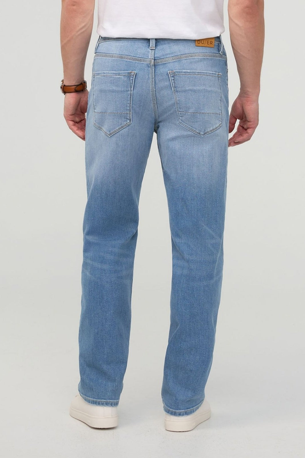 DUER Performance Denim+ Relaxed Straight in Summit – back view