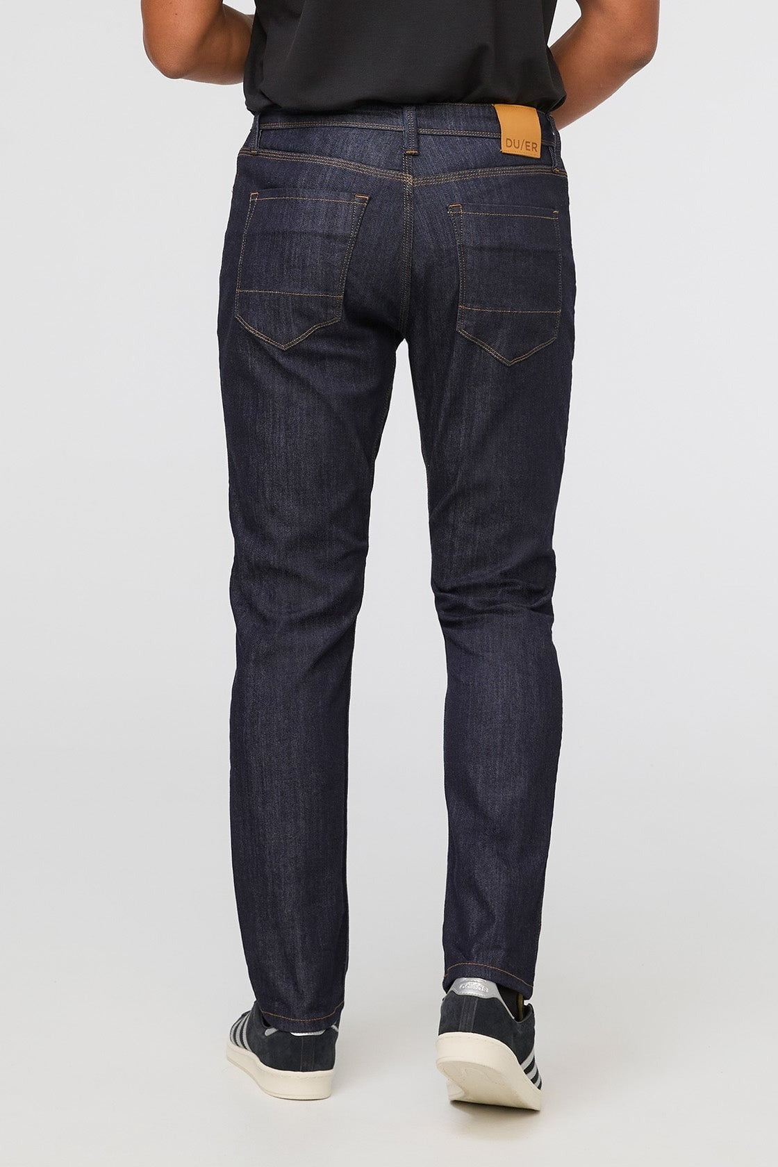 DUER Performance Denim Athletic Taper in Heritage Rinse, back