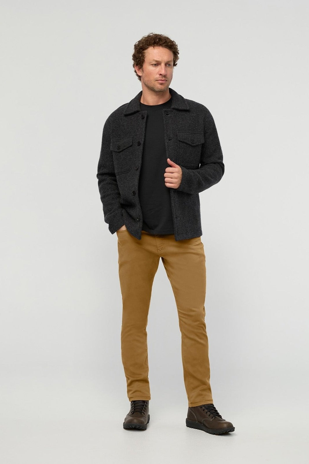 DUER No Sweat Athletic Taper in Caramel, front