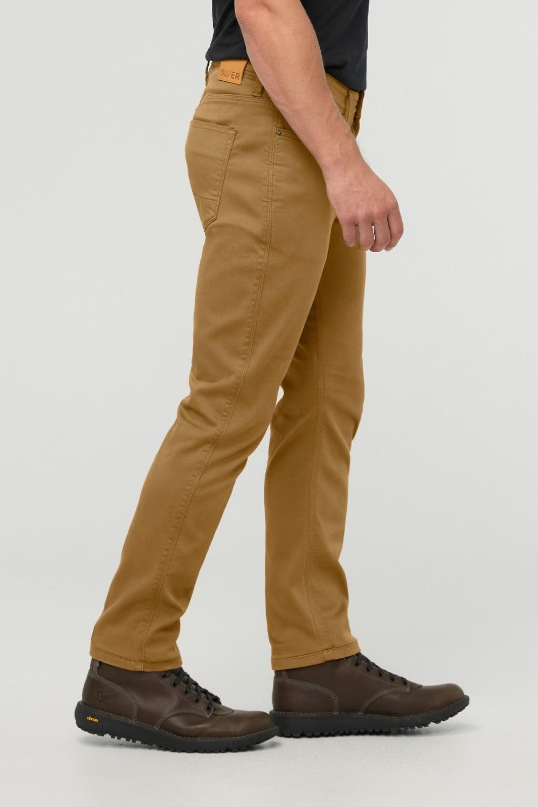 DUER No Sweat Athletic Taper in Caramel, side