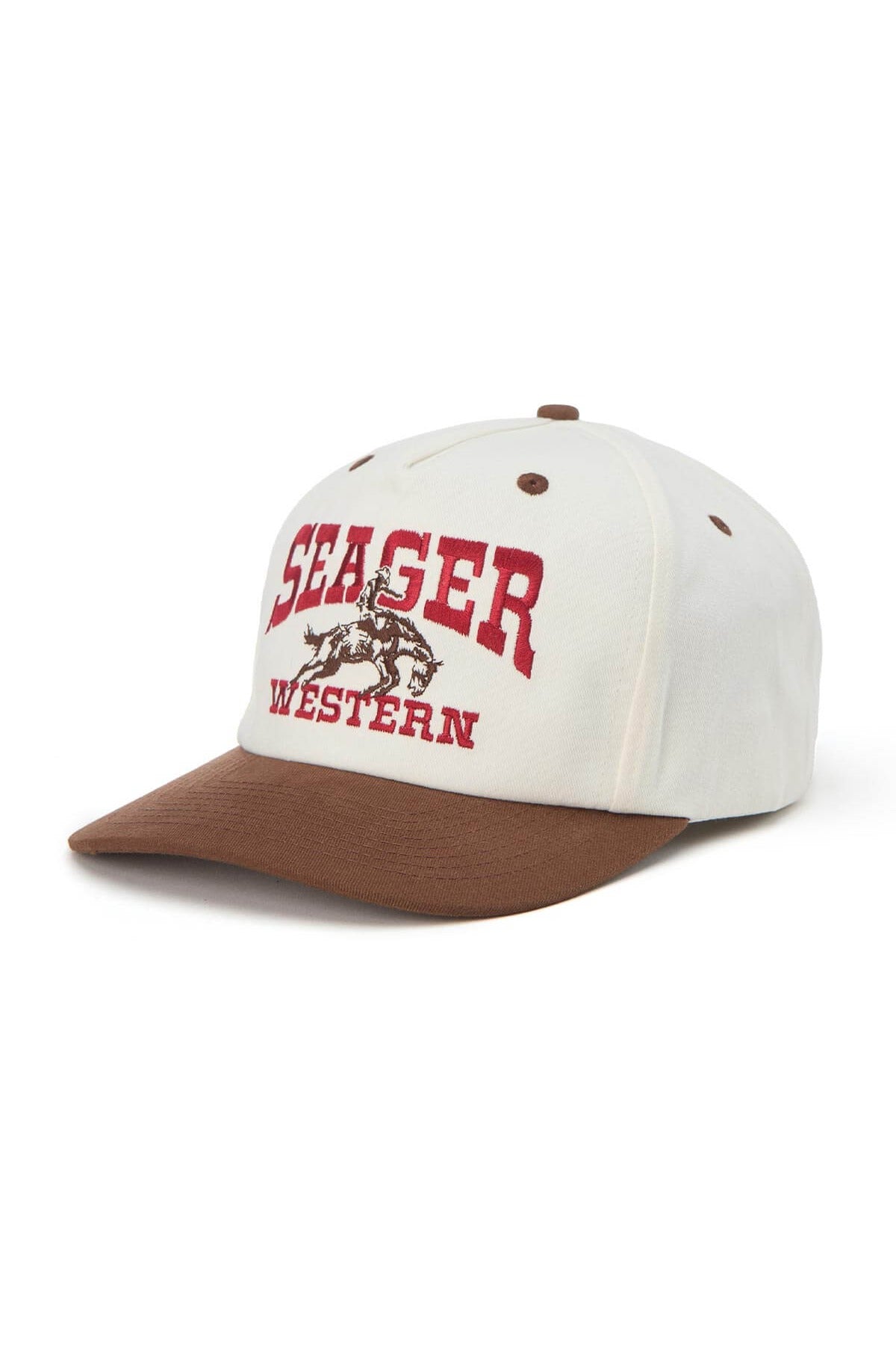 Seager Rodeo Snapback in cream and brown, front view