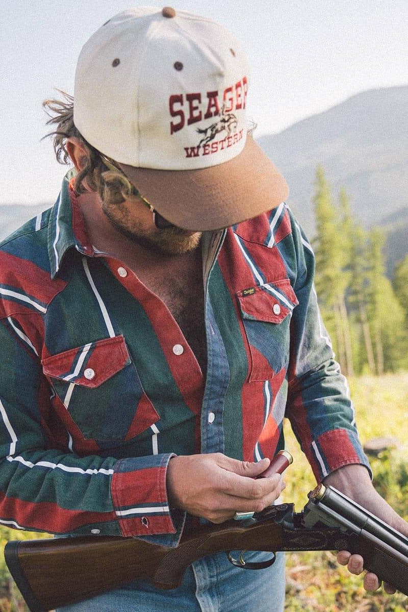 Man wearing the Seager Rodeo Snapback outdoors