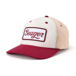 Seager Uncle Bill Hemp Snapback in tan and cream, front view