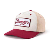 Seager Uncle Bill Hemp Snapback in tan and cream, front view