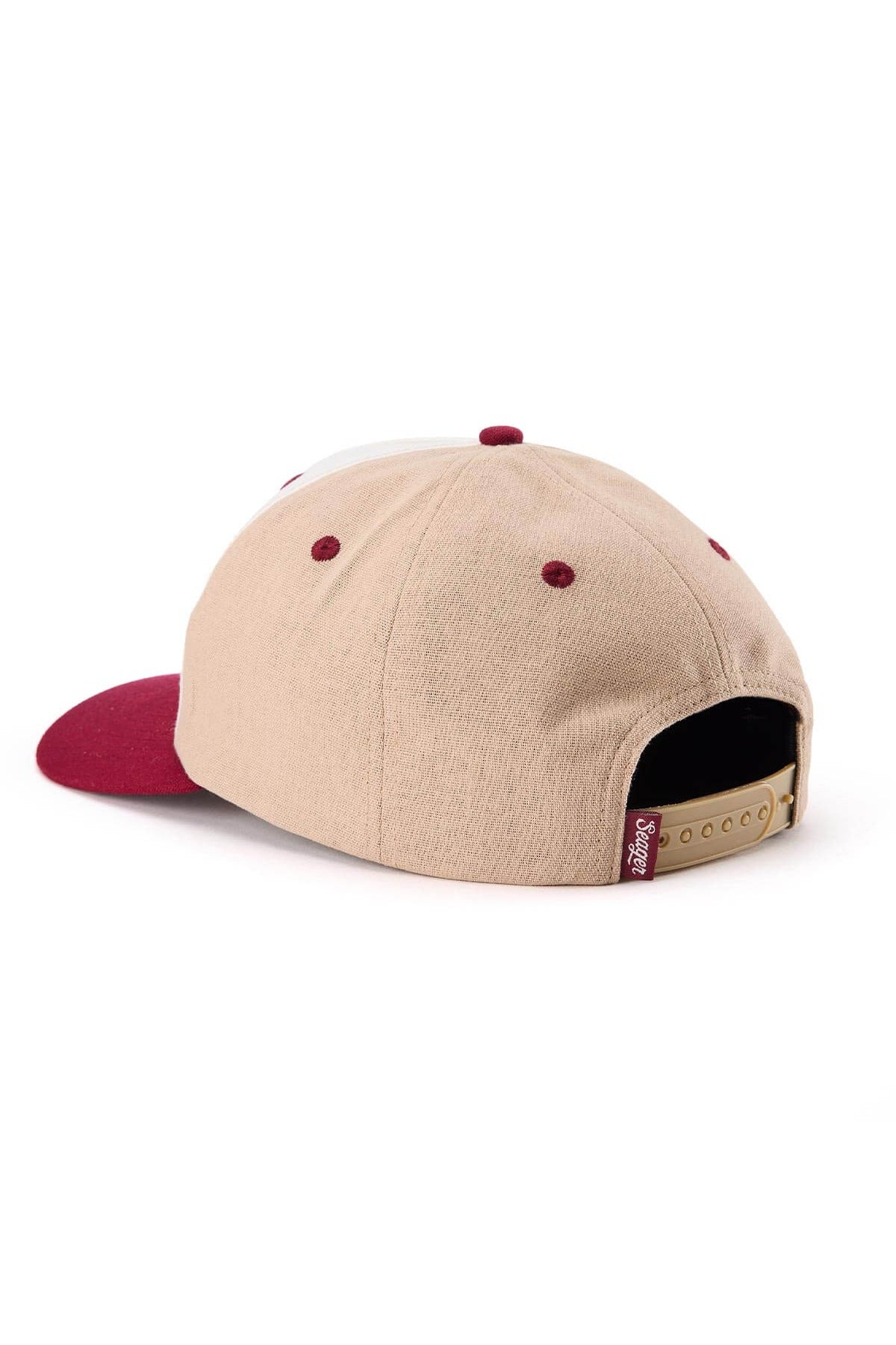 Seager Uncle Bill Hemp Snapback tan and cream, back view