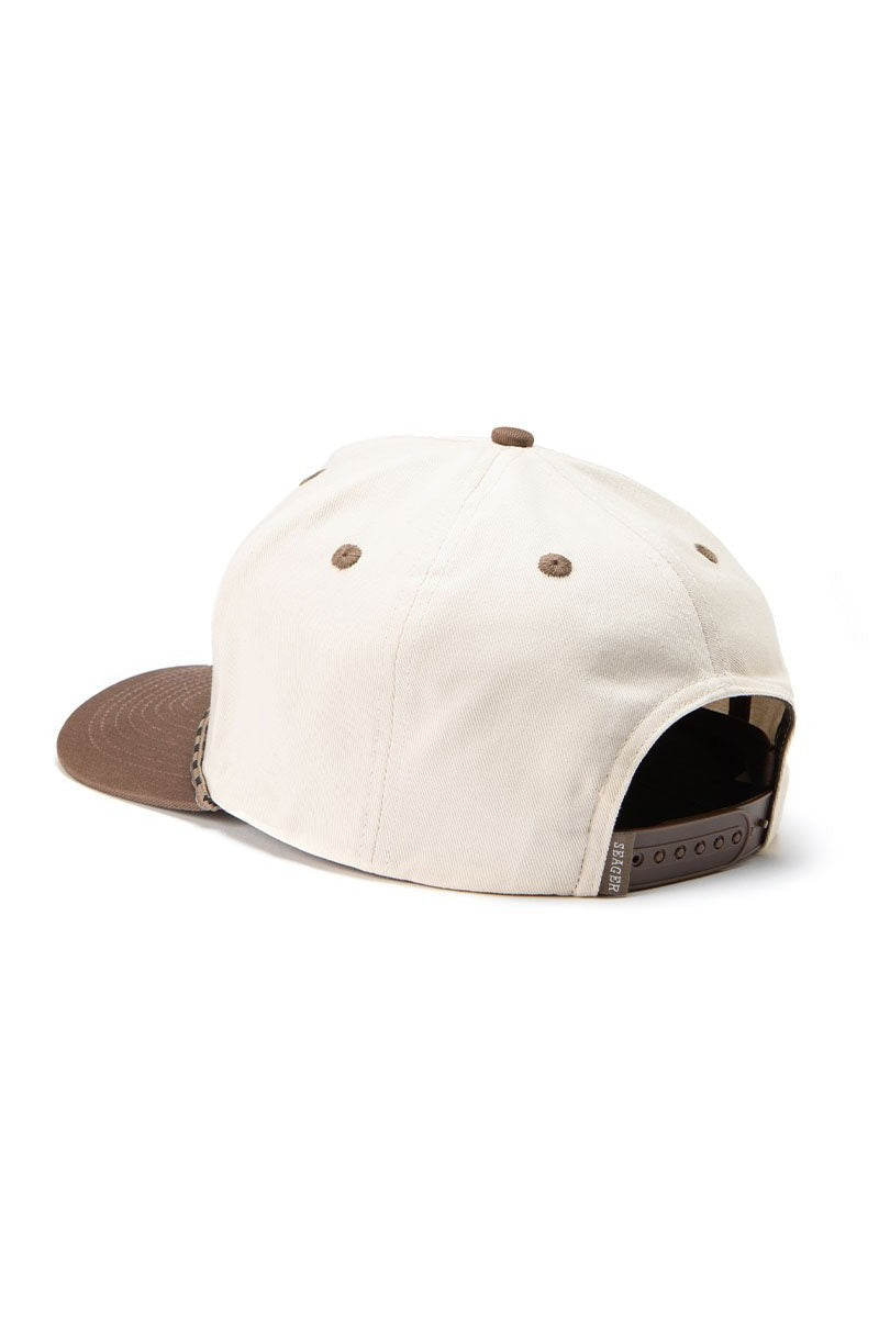 Seager Branded Snapback cream and brown, back view