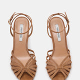 Steve Madden Mizuna tan suede heel, back view