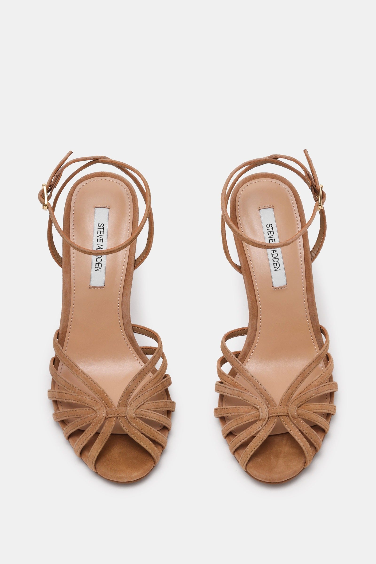Steve Madden Mizuna tan suede heel, back view