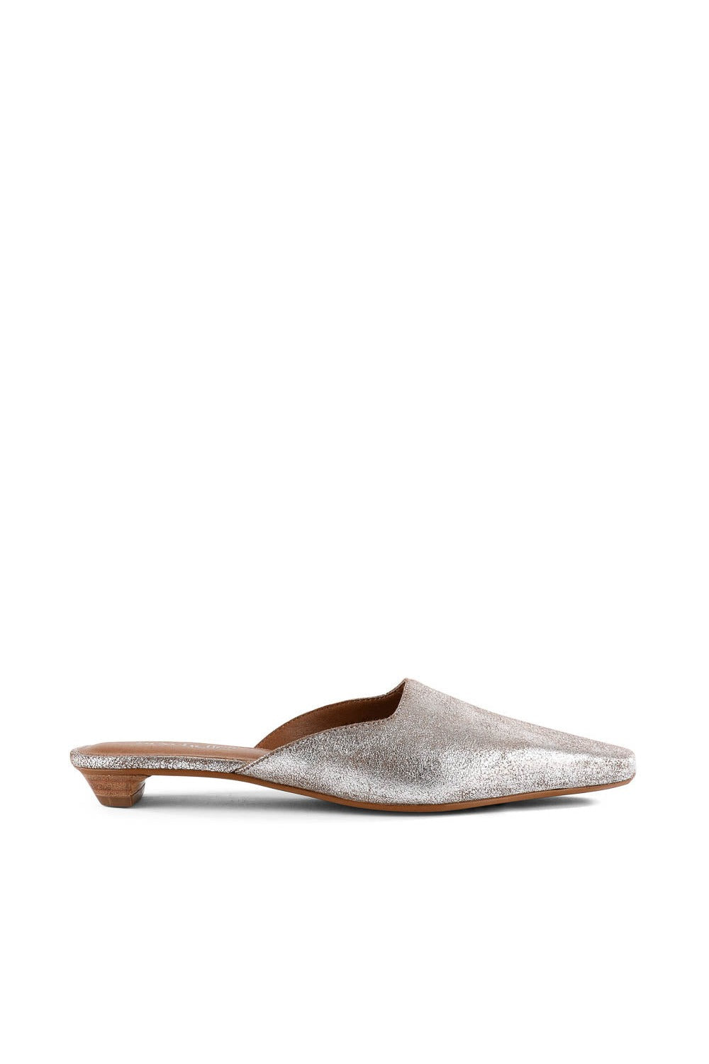 Mocktail II Mule in pewter distressed suede, side view