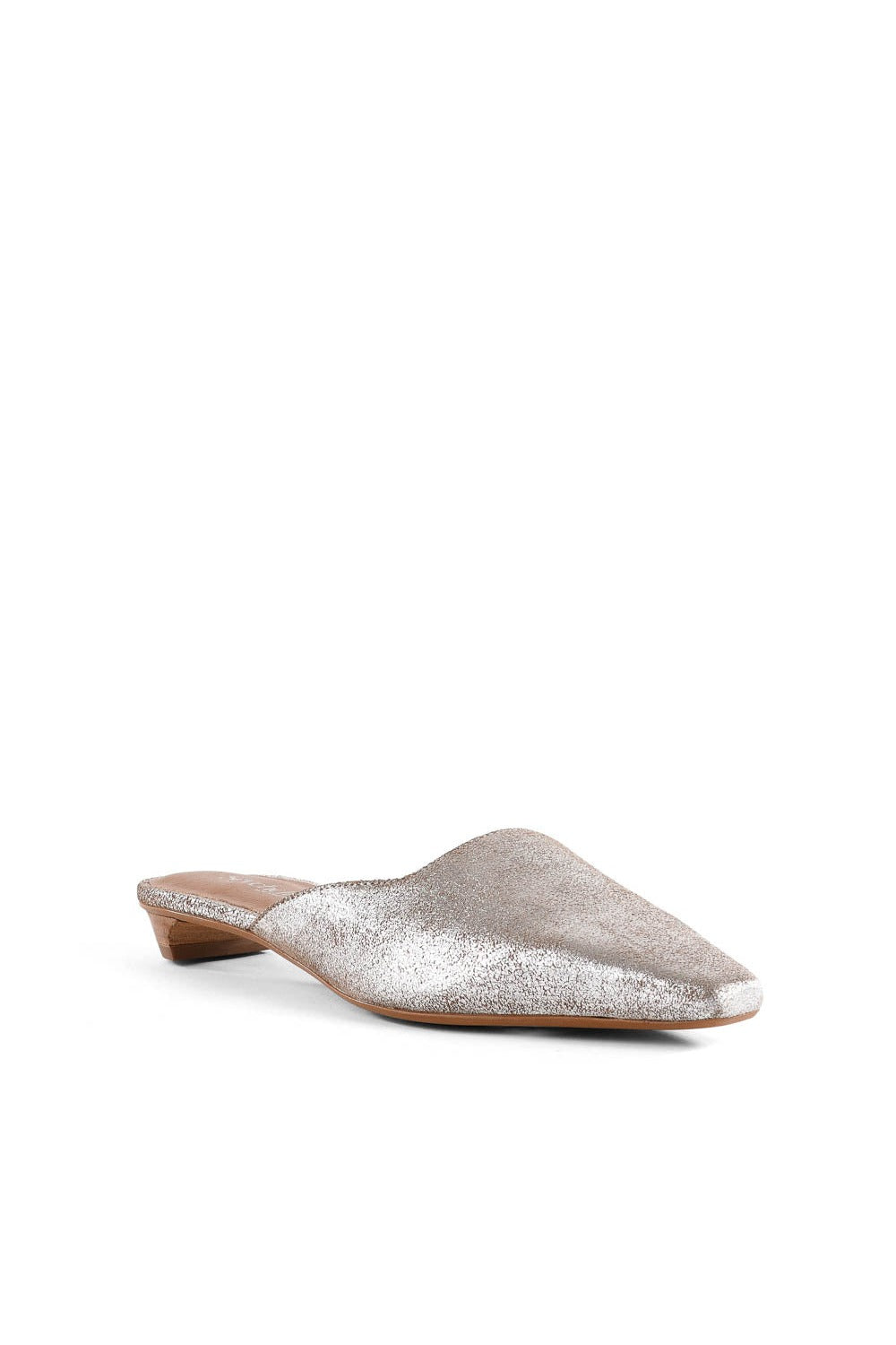 Mocktail II Mule in pewter distressed suede, front view