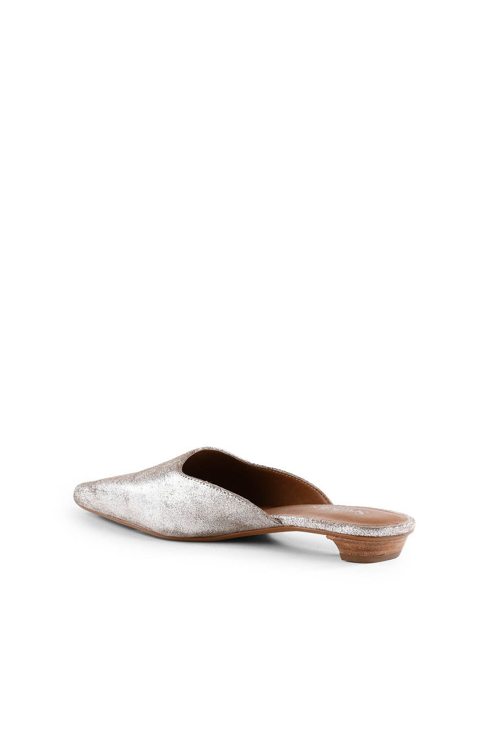 Mocktail II Mule in pewter distressed suede, back view