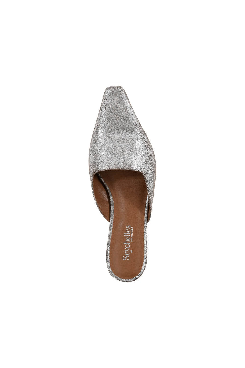 Mocktail II Mule in pewter distressed suede, top view