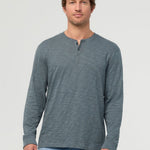 Midweight Slub Jersey Long Sleeve Henley - Slate Blue