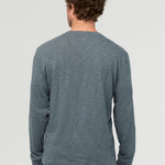 Midweight Slub Jersey Long Sleeve Henley - Slate Blue