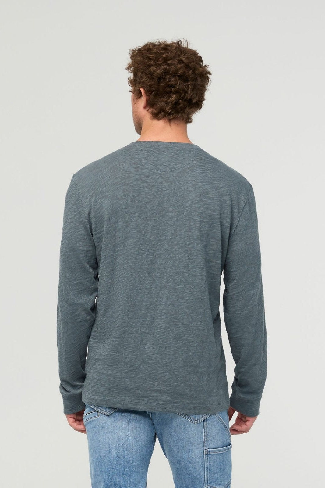 Midweight Slub Jersey Long Sleeve Henley - Slate Blue