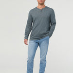 Midweight Slub Jersey Long Sleeve Henley - Slate Blue