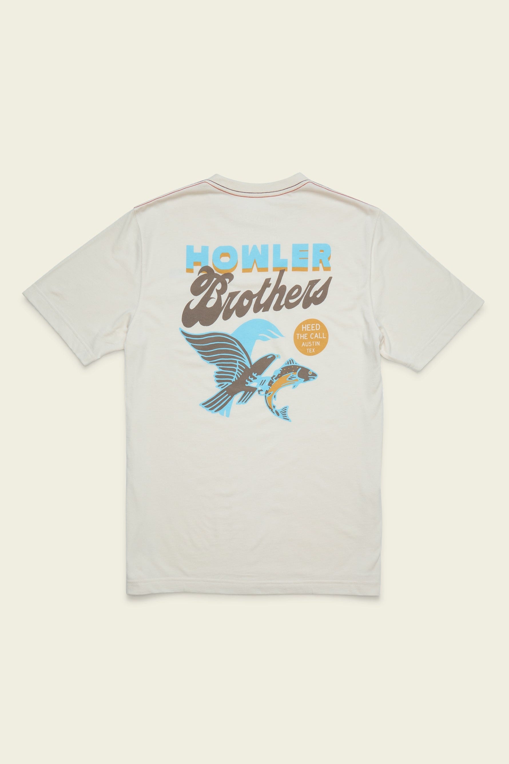 Howler Bros Osprey Prey Pocket T-Shirt in Natural, back graphic