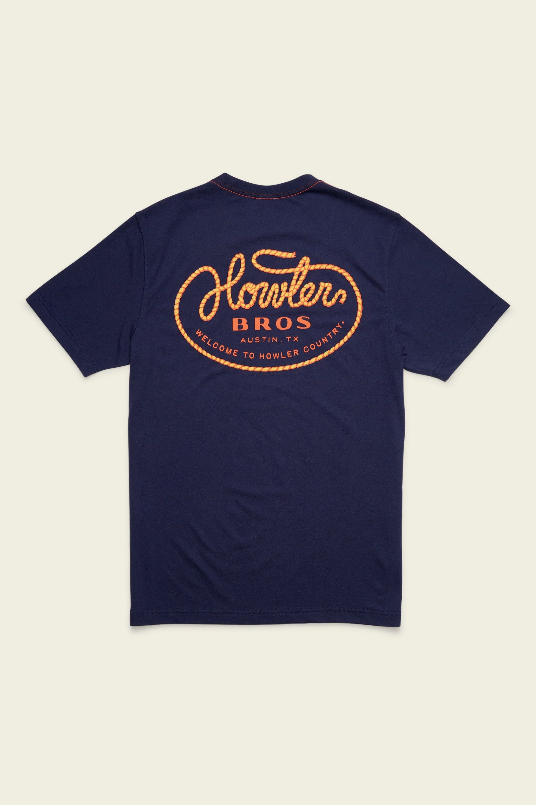 Howler Bros Howler Lasso T-Shirt in Navy, back graphic