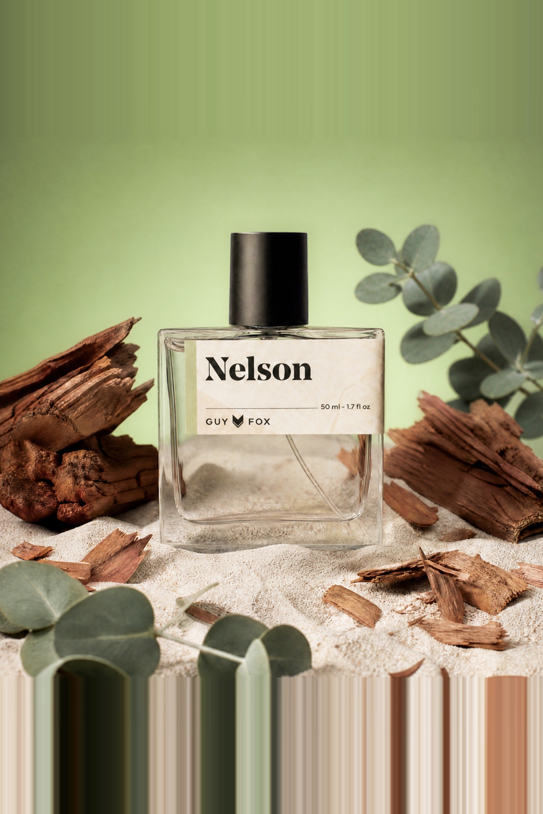 Guy Fox Nelson men's cologne 50ml bottle with eucalyptus and cedar