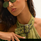 QUAY Nevermind Dark Brown/Pistachio on model