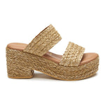 Matisse Ocean Ave Platform Sandal in cognac braided raffia — angled view