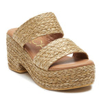 Matisse Ocean Ave Platform Sandal in cognac — side profile showing 3 inch block heel and 1.5 inch platform