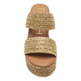Matisse Ocean Ave Platform Sandal in cognac — detail of braided raffia texture and padded insole