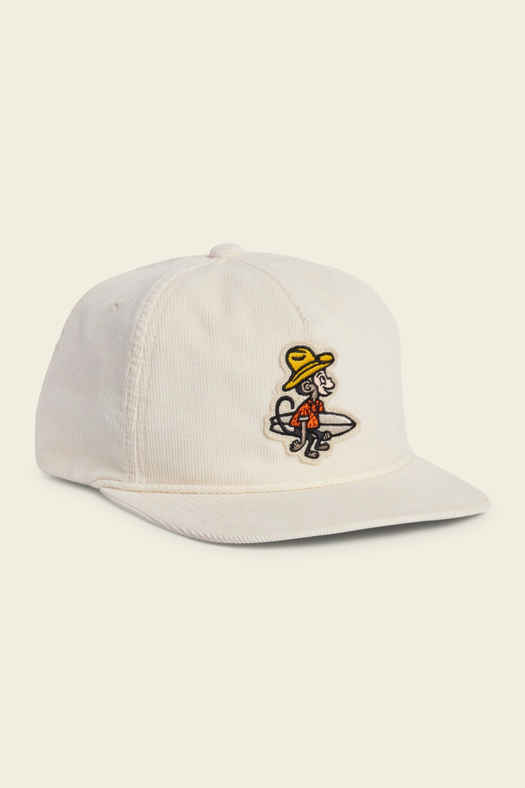 Howler Bros El Monito Surfs snapback in Off White Corduroy, front