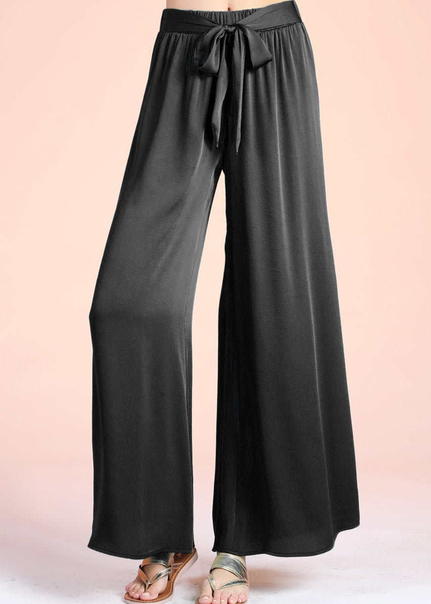 Tyche - Womens - Bottoms - Pants - Back In Time Poly Silk Tie Waist Pants - MTT Collective