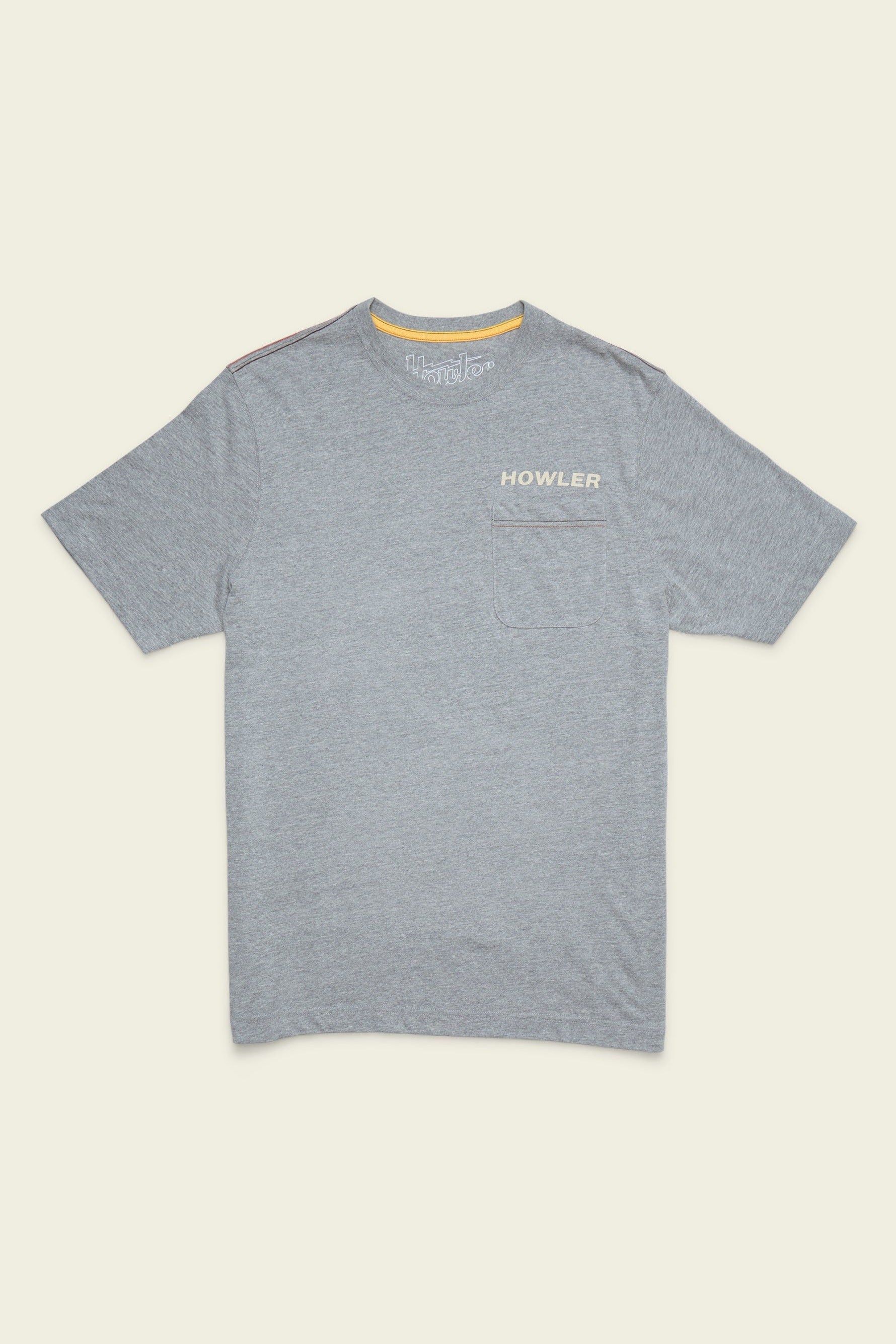 Howler Bros Posse's Return Pocket T-Shirt in Grey Heather, front