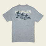 Howler Bros Posse's Return Pocket T-Shirt in Grey Heather, back graphic