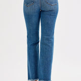 Lynette High Rise Crop Straight Raw Hem Jeans