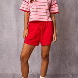 Striped Cropped Knit Top in pink and red