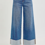 Janie High Rise Crop Wide Cuffed Jeans