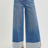 Janie High Rise Crop Wide Cuffed Jeans